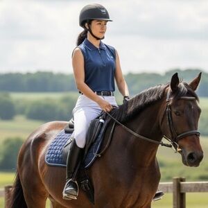 Romfh Blue Sleeveless Quarter Zip Equestrian Polo Top - Size Medium